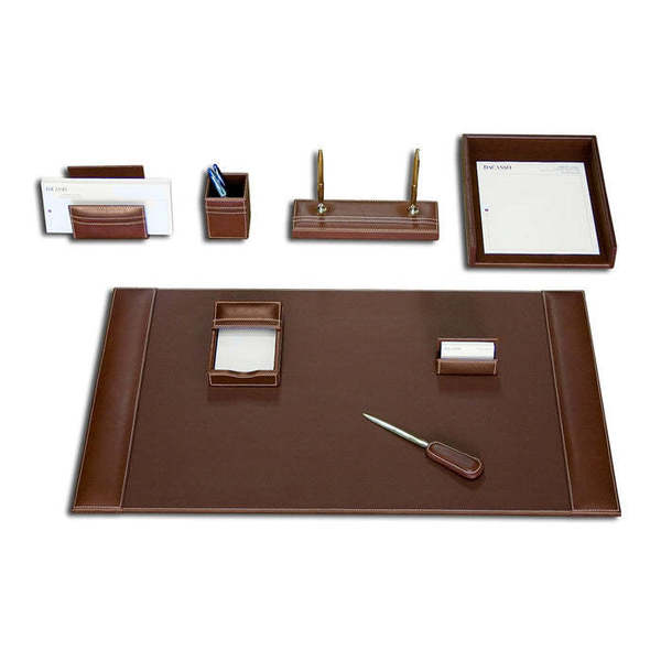 Dacasso Rustic Brown Leather 8-Piece Desk Set (DF-3212) | Zoro